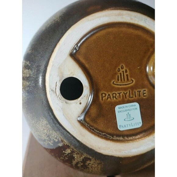 Partylite Brown & Gold Speckled Ceramic Vase Or Candle Holder Vintage - Picture 8 of 9